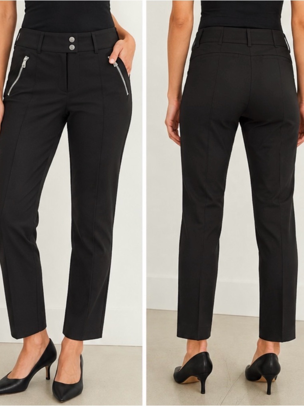 Anatomie Black Slim-Leg Moto  Pants– Size Medium